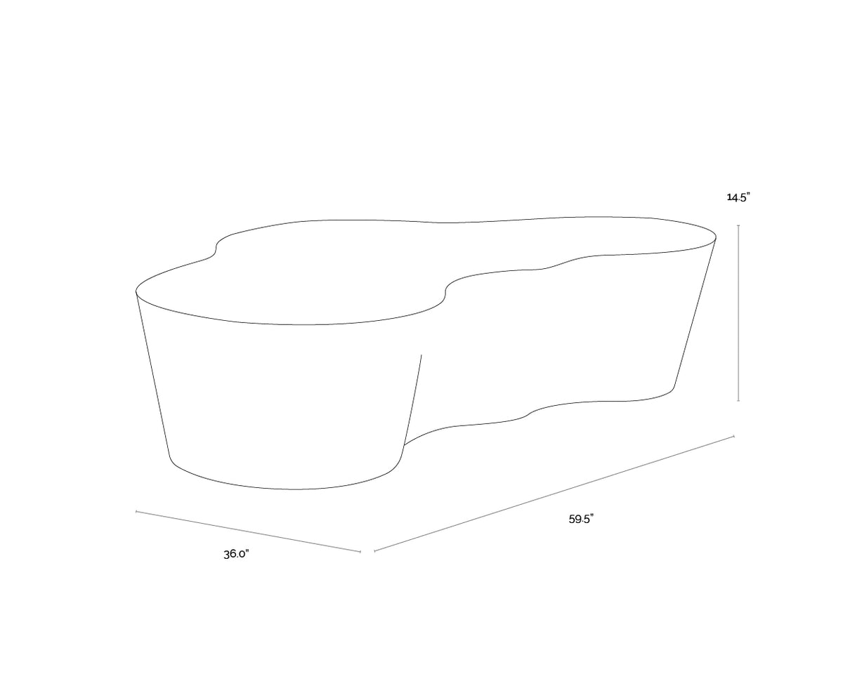 A wireframe image of the product with dimensions shown