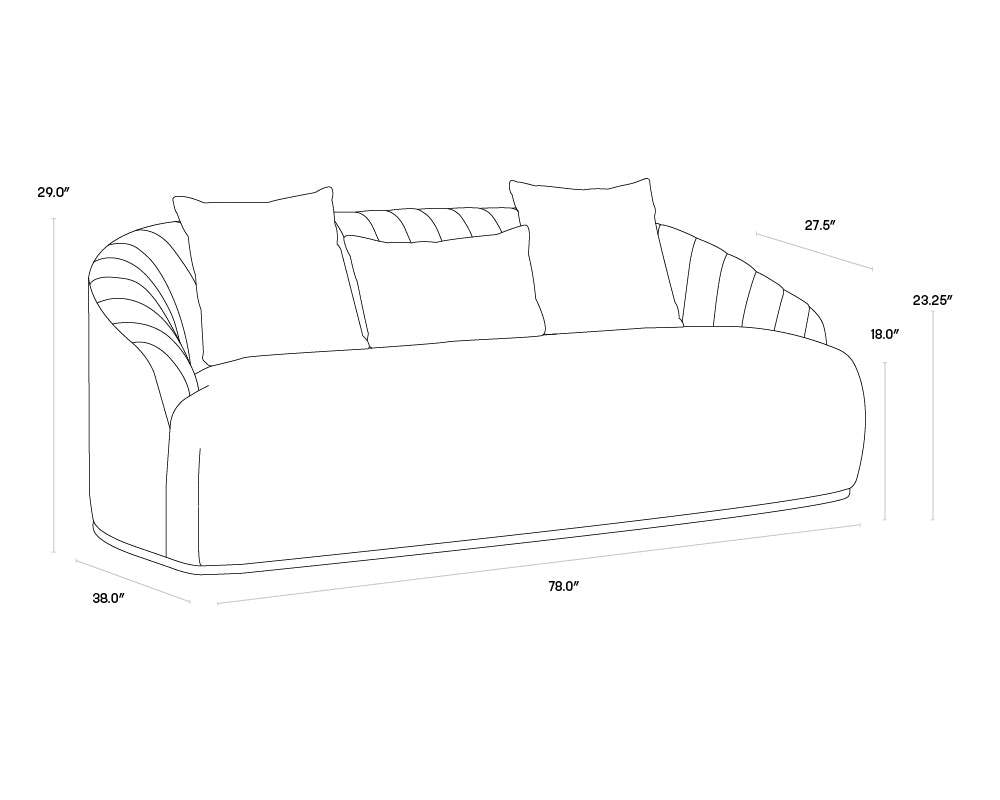 A wireframe image of the product with dimensions shown