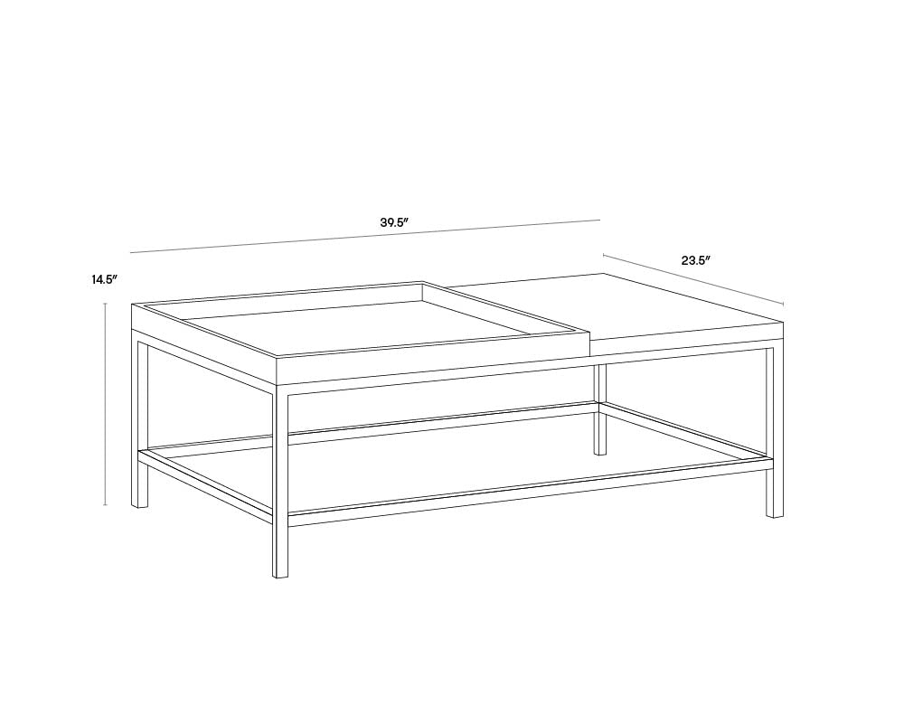 A wireframe image of the product with dimensions shown