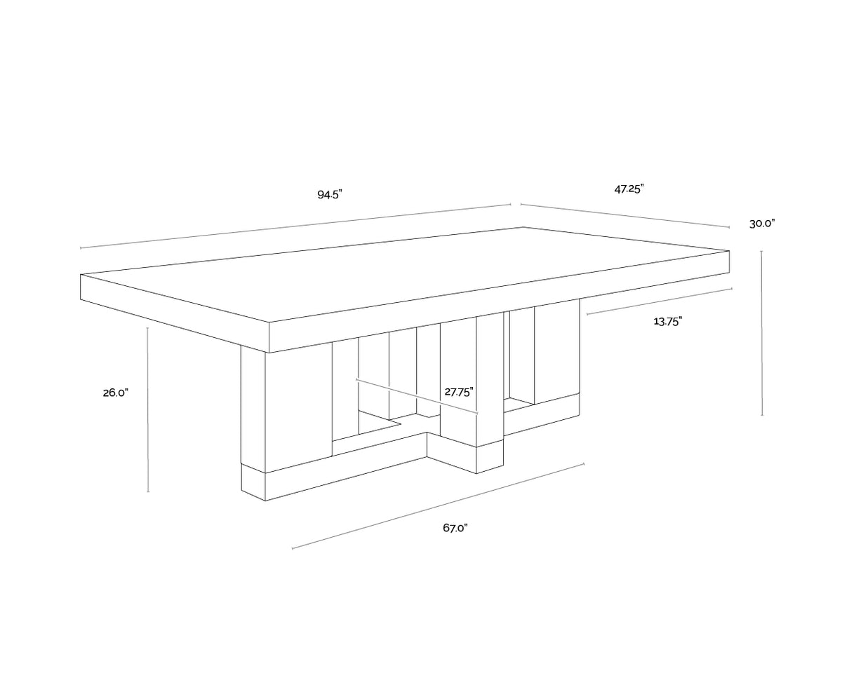 A wireframe image of the product with dimensions shown