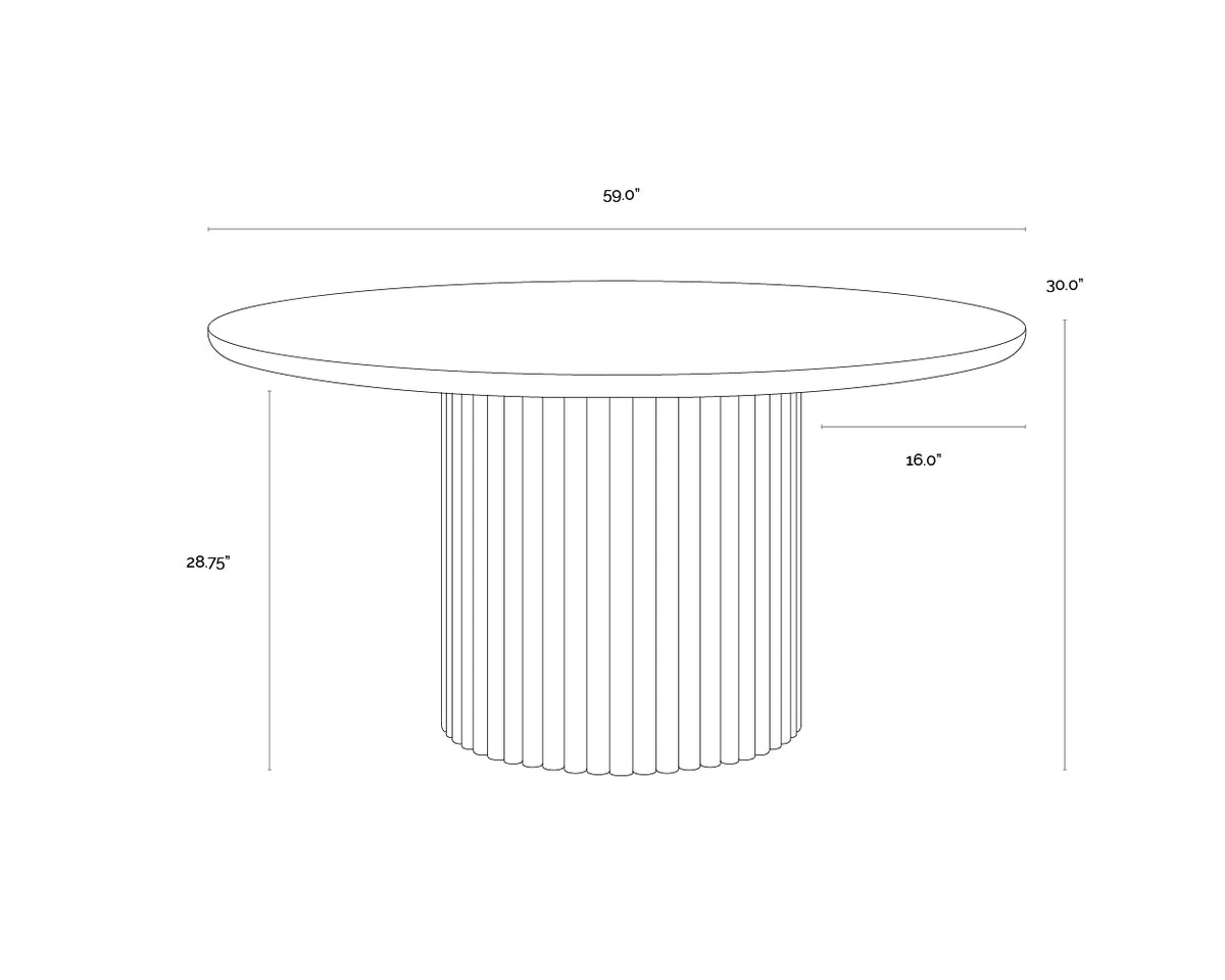 A wireframe image of the product with dimensions shown